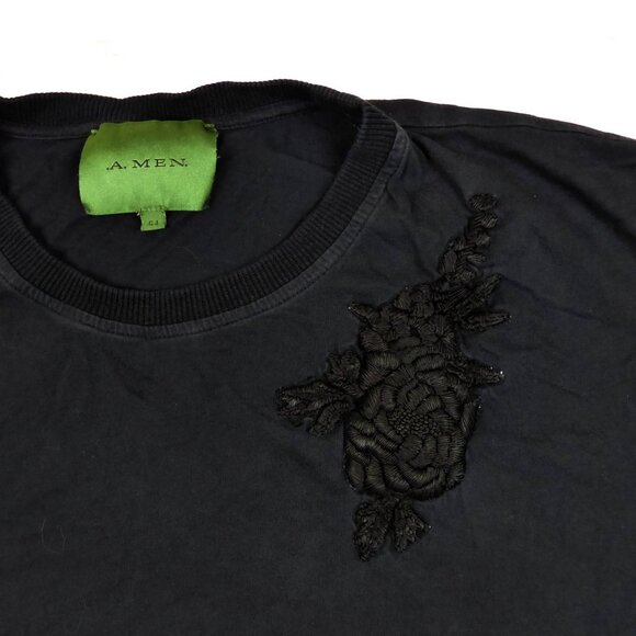 AMEN Other - AMEN by Jato Mens T Shirt Black Size 54 Italy US L Rose Embroidered Rock Y2K